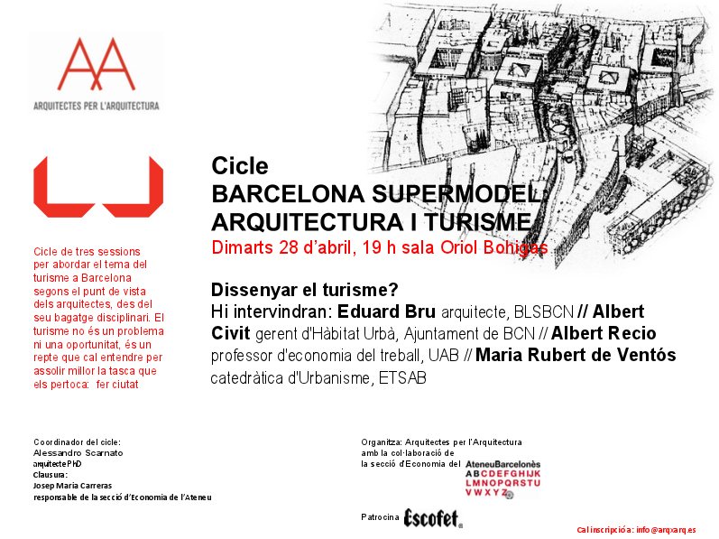 Tercera conferència del cicle ‘Barcelona Supermodel: Arquitectura i Turisme’: Dissenyar el turisme?